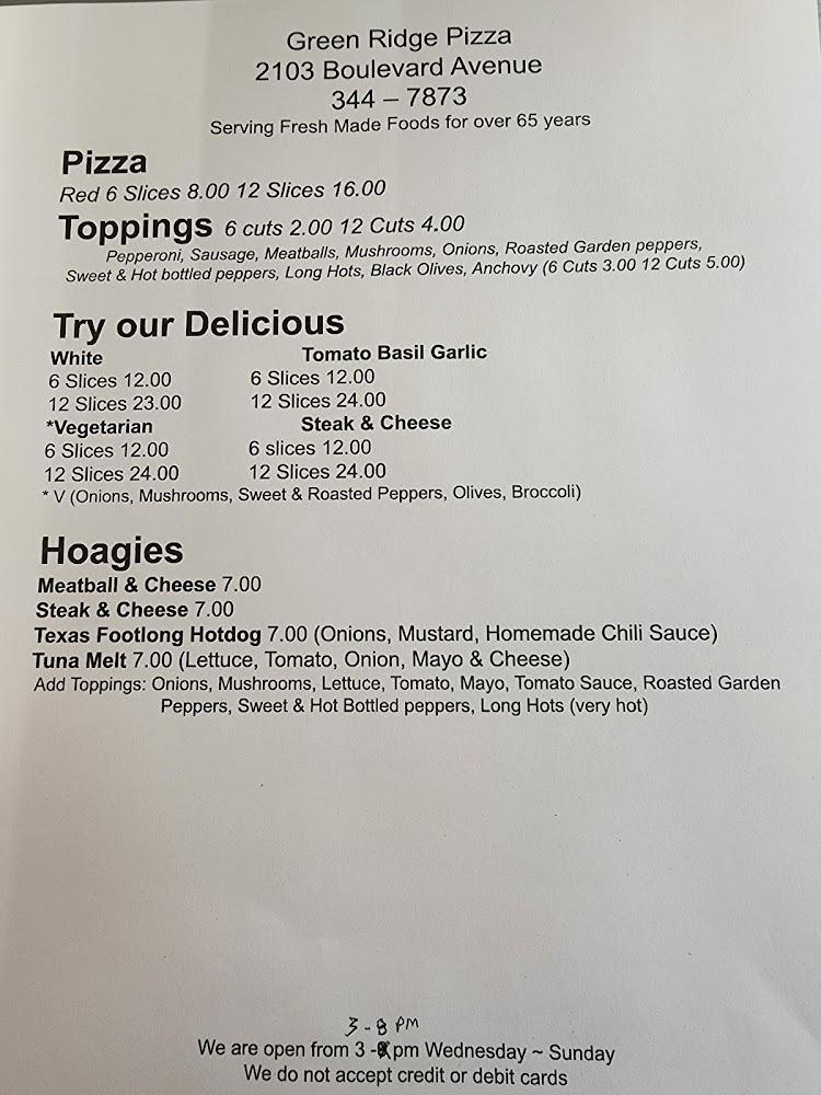 Green Ridge Pizza Steak Cheese